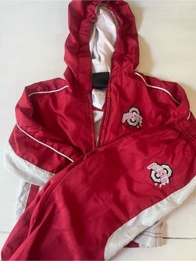 Ohio State Kids Red and White Hooded Sweatsuit Set